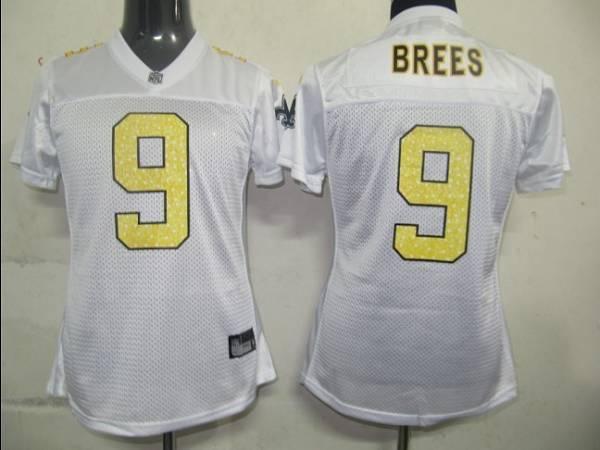 Saints #9 Drew Brees White Women's Sweetheart Stitched NFL Jersey - Click Image to Close